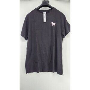 Victoria's Secret XS Black Pink 1986 Graphic Campus Cotton T-Shirt Tee NWT